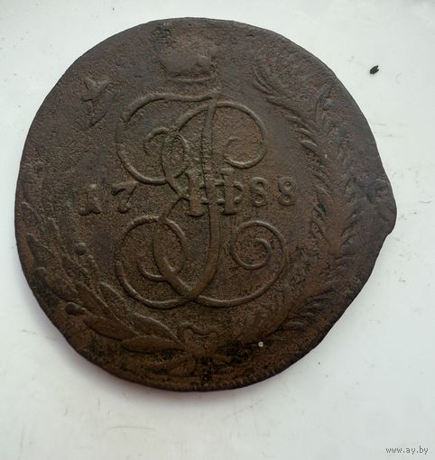 5 копеек 1788 спм . Перечекан.