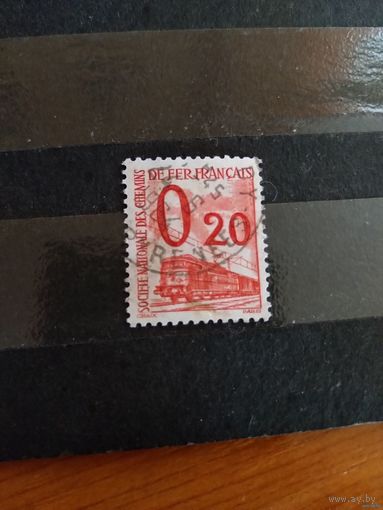 1960 Франция марка оплаты пересылки посылок (пакетов) по железной дороге поезд паровоз Ивер 33 оценка 4 евро (2-5)