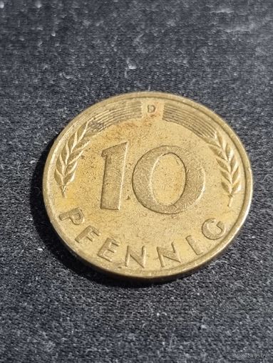 ФРГ 10 пфеннигов 1950 D