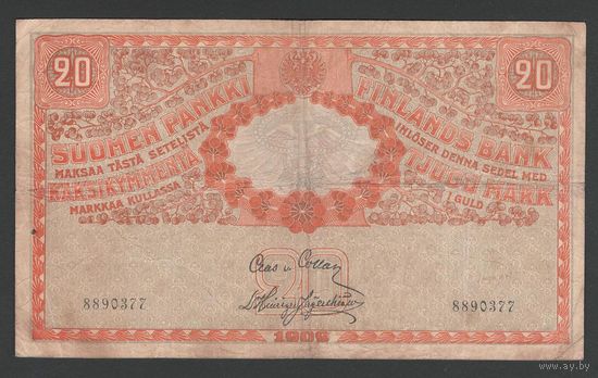 Финляндия 20 марок 1909 года. Тип P-11. Состояние VF