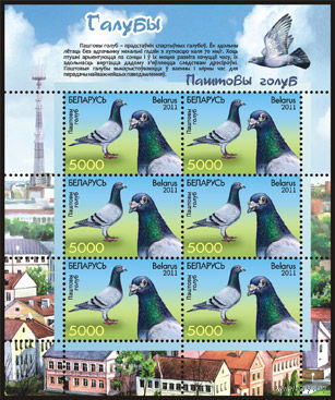 Марки РБ, 899, Малый лист "Почтовый голубь". 6м.2011