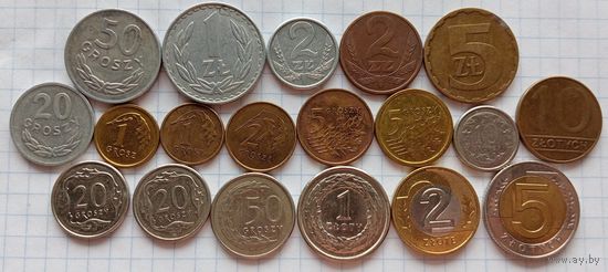 19 монет Польшы. Старт с 1 рубля