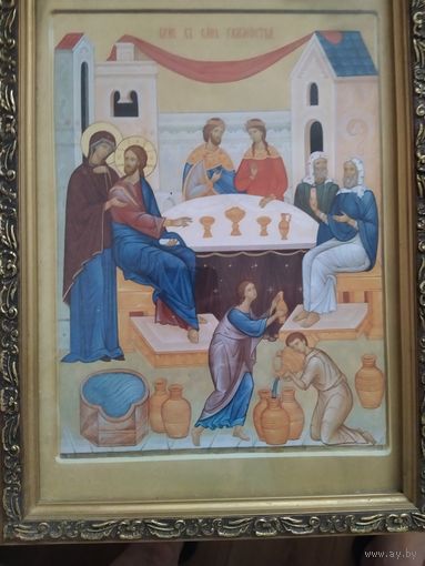 Икона брак в Канах Галлилейских огромная редкая 38/30
