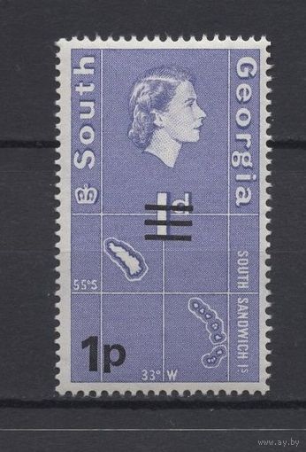 Южная Георгия остров /South Georgia island 1971** Карта, Елизавета II   Новый номинал