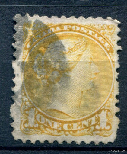 Канада - 1870/94г. - королева Виктория, перфорация 12, 1 c - 1 марка - гашёная [Mi 26 cA]. #3-WB-70-A-1