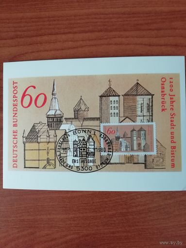 ФРГ 1980 Карт максимум марки "1200 лет городу Оснабрюк" Mi. 1035