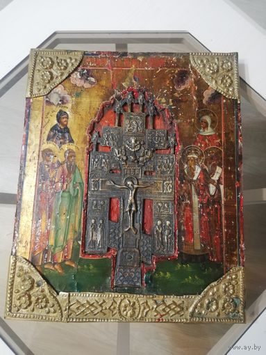 Икона. крест. Письмо по золоту. Ветка. Редкость.