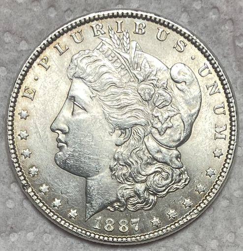 Монета 1 доллар 1887 год. США. Доллар Моргана. Монетный двор Филадельфия