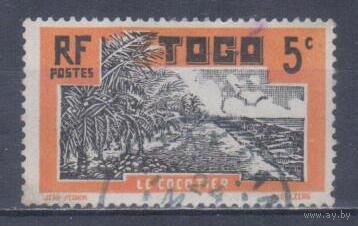 [927] Французские колонии. Того 1924. Плантация кокосовых пальм.5с. Гашеная марка.