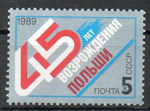 45-летие возрождения Польши СССР 1989 год (6118) серия из 1 марки