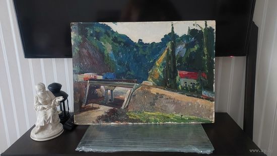 Довгялло Михаил Хрисанфович 1908-1978г  член С/Х БССР  Картон масло "Кавказ" 1957г р50-70см