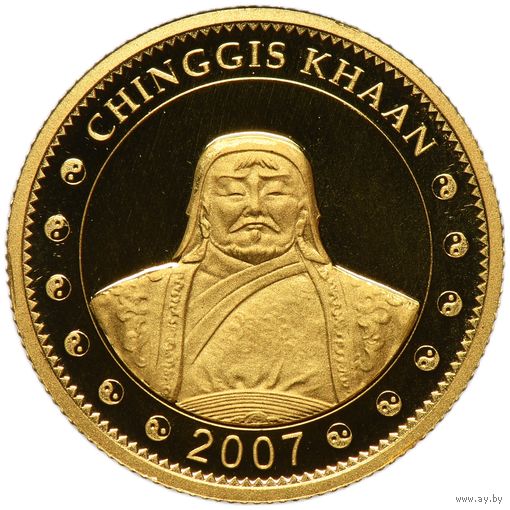 Монголия. 1000 тугриков 2007г. "Чингиз Хан" золото 999.