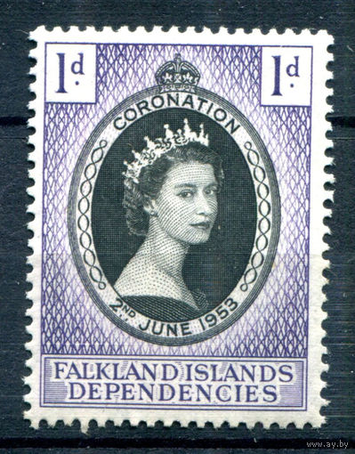 Британские колонии - Фолклендские острова (Dependencies) - 1953г. - коронация королевы Елизаветы II - 1 марка - полная серия, MNH [Mi 18]. #2-Bc-D-KS-7