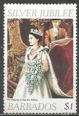 Барбадос. Королеа Елизавета II. 25 лет на троне. 1977г. Mi#419.