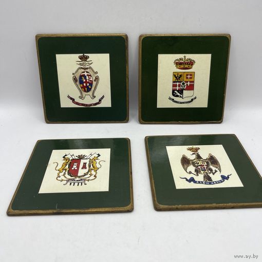 Набор антикварных подставок под чашки и бокалы, 4 шт. Италия. 3546