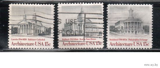 США-1979, (Мих.1383-1385) , гаш. , Архитектура, 3 марки(3)
