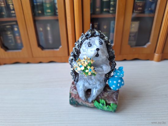 Ежик - елочная игрушка вата папье-маше