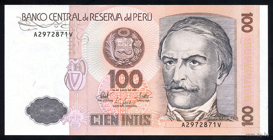 PERU/Перу_100 Intis_26.06.1987_Pick#133_UNC