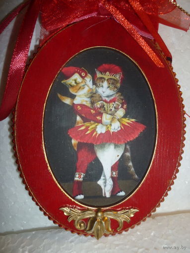 Декоративная подвеска Vintage Valentine Oval Танцующие кошки в балетных костюмах