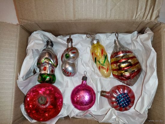 Лот елочных игрушек СССР 7 штук.