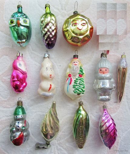 Елочные игрушки одним лотом. Стекло, СССР