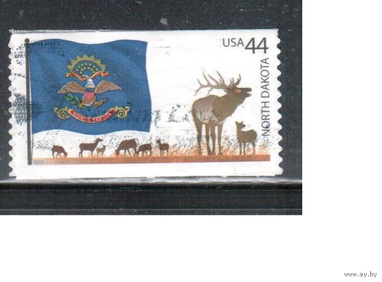США-2010 (Мих.4603) , гаш., Флаги штатов, Северная Дакота, фауна