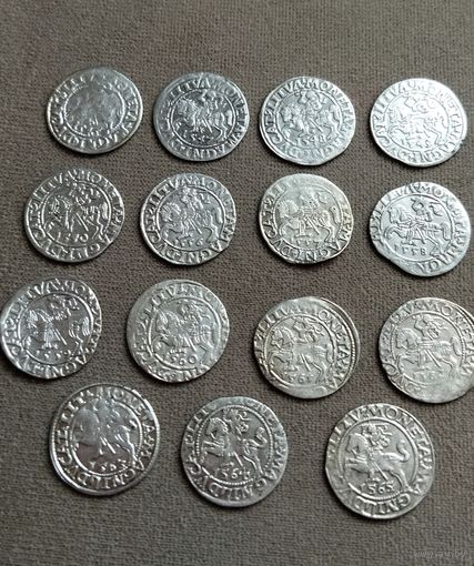 Полугроши 15 шт.: 1546, 1547, 1548, 1549, 1550, 1556, 1557, 1558, 1559, 1560, 1561, 1562, 1563, 1564, 1565. 1/2 гроша