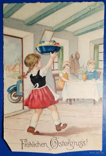 Открытка старинная. Пасхальная.