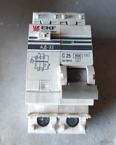 Дифф. автомат 2п АД-12-25А/30мА тип АС (C) 4,5кА эл. EKF