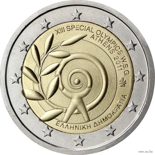 2 евро 2011 Греция Всемирные летние специальные Олимпийские игры UNC из ролла
