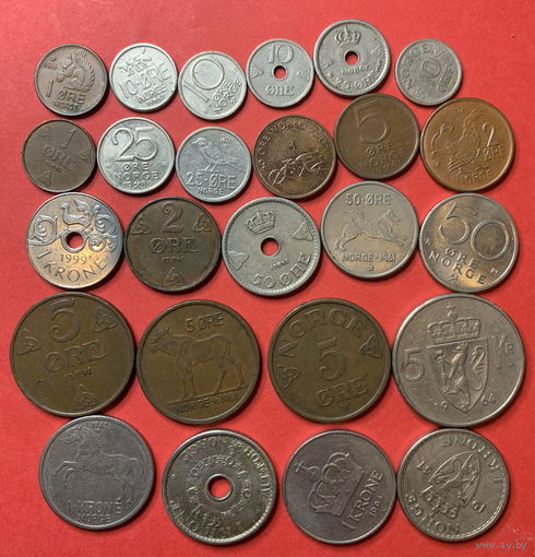 Норвегия 25 разных монет