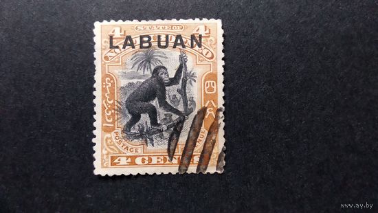 Великобритания. Лабуан\448с\  1900г Фауна  обезьяна