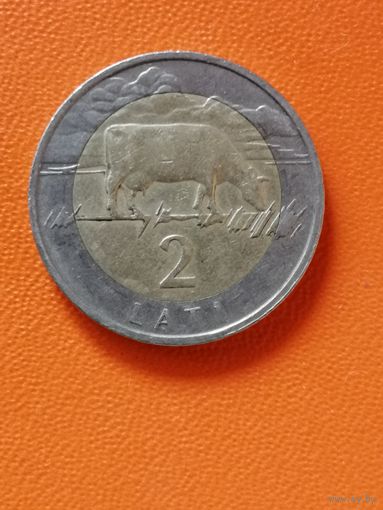 Латвия, 2 лата би-металл, 1999 год, KM# 38