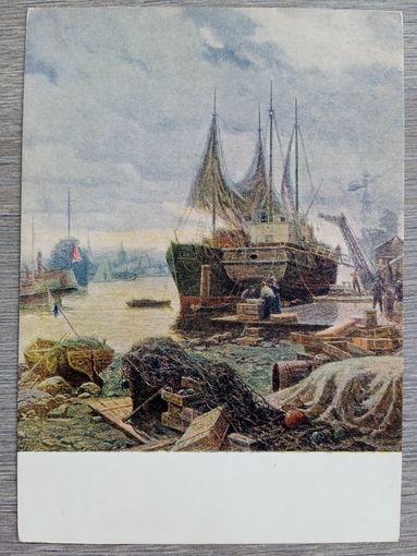 1954. Илюхин. В рыбачьем порту. Рига