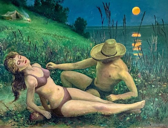 Багрянцев;1984год;35/50см;Минск;к/м;Теплый вечер у озера