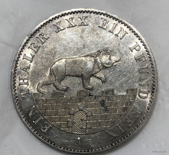Талер 1862 Ангальт-Бернбург горный штемпельный блеск