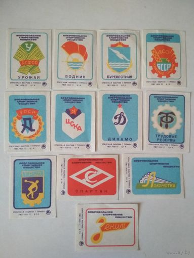Спичечные этикетки ф.Туринск. Эмблемы спортивных обществ. 1979 год