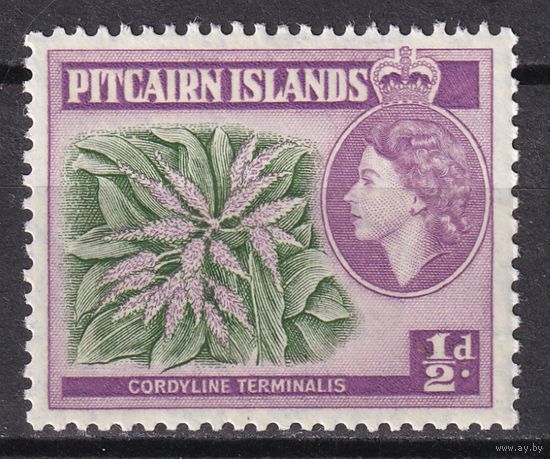 170.BrK. Великобритания. Колонии. Острова Питкэрн. Елизавета II. Местные мотивы. 1957 г. 1/2P. Mi.#20. MNH.