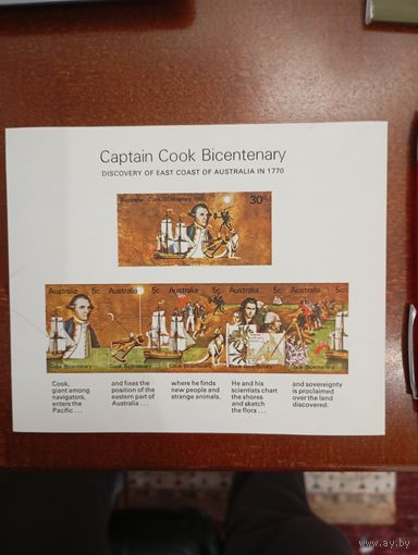 Австралия  200-летие первого Европейского контакта с  Австралией капитана Дж Кука