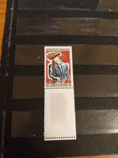 1965 Франция 500 лет со Дня смерти Шарля д Орлеана искусство культура чистая клей MNH** с купоном выпускалась одиночкой ( 3-6)