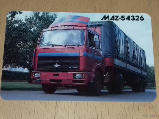 Календарик пластиковый 1989 Внешторг БелавтоМАЗ MAZ-54326 Пластик