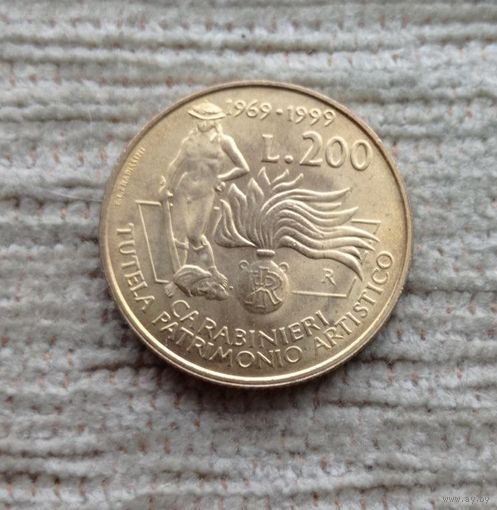 Werty71 Италия 200 лир 1999 Карабинеры защита культурного наследия Гренада Блеск