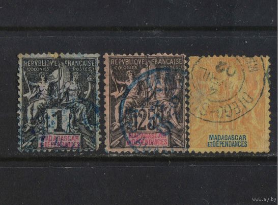 Fr Колонии Мадагаскар 1896 Вып Мореплавание и Торговля Стандарт #28,35,37
