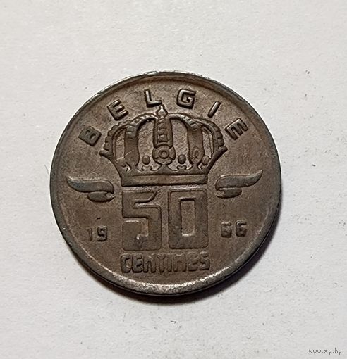 Бельгия 50 сантимов, 1966 Надпись на голландском  BELGIЁ