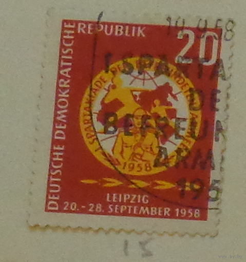 Эмблема спартакиады. ГДР. Дата выпуска:1958-09-19