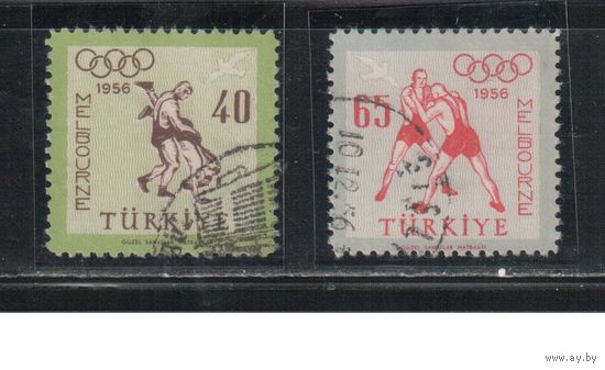 Турция-1956,(Мих.1490-1491) гаш.   , Спорт, ОИ-1956 ,(полная серия)
