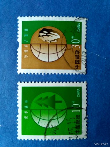 Марки Китай.  2 шт. Защита окружающей среды. 2002 год