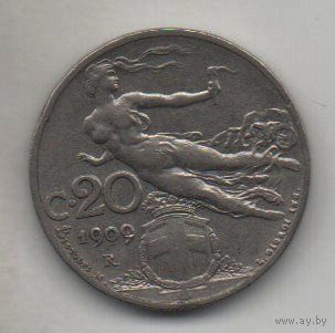 КОРОЛЕВСТВО ИТАЛИЯ. 20 ЧЕНТЕЗИМО 1909.