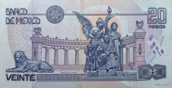 Werty71 Мексика 20 песо 1994 банкнота серия Р