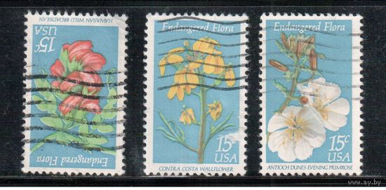 США-1979, (Мих.1387-1389) , гаш. , Флора, Цветы , 3 марки(2)
